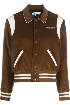 Sporty & Rich Logo-embroidered corduroy bomber jacket
