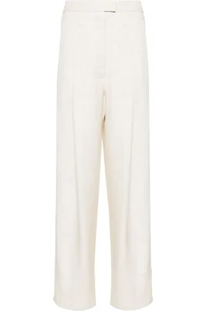 Serafini Slub pleated straight trousers