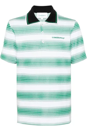 Casablanca Logo-embroidered striped polo shirt