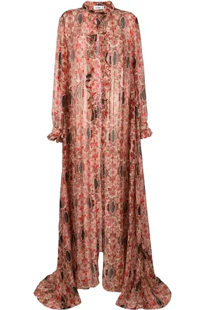 AMIR SLAMA Floral-print flared silk dress