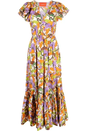La DoubleJ Abstract floral-print cotton midi dress