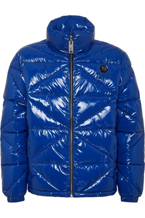 Philipp Plein Hexagon logo-plaque glossy padded jacket