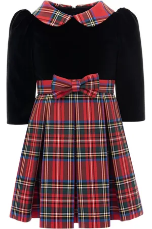 Tulleen Bow-detail plaid-checked dress