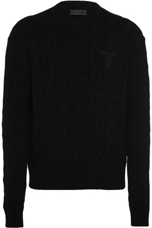 Prada Logo-embroidered cable-knit jumper