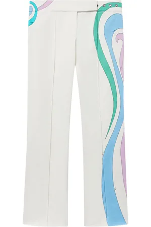 Puccini Marmo-Print cotton-blend trousers