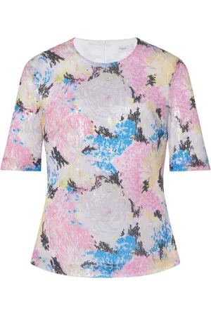 ROSETTA GETTY Floral-print sequin-embellished T-shirt