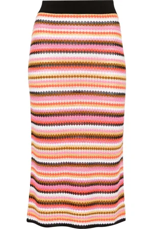Missoni Striped ribbed-knit midi skirt