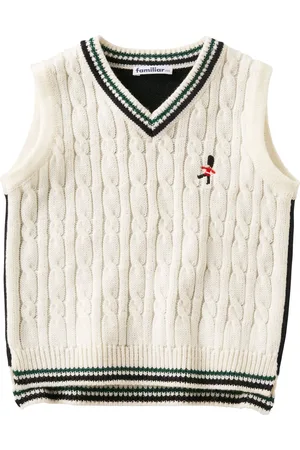 Familiar Logo-embroidered cable-knit vest