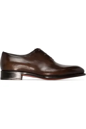 santoni Leather lace-up Oxford shoes