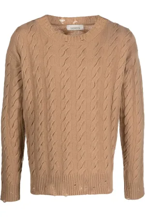 LANEUS Cable-knit crew neck sweater