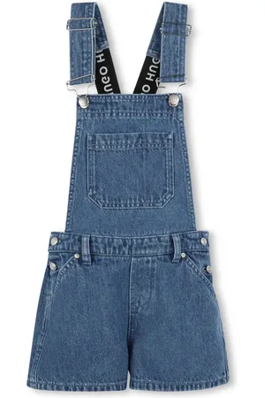 HUGO BOSS Logo-strap denim dungarees