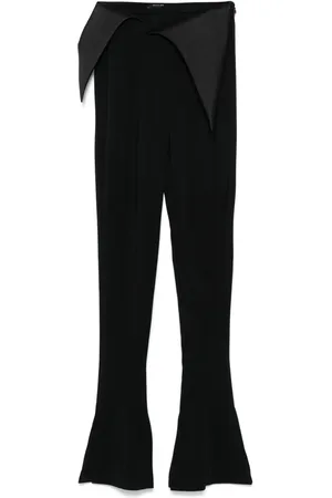 MUGLER Satin-waistband flared trousers