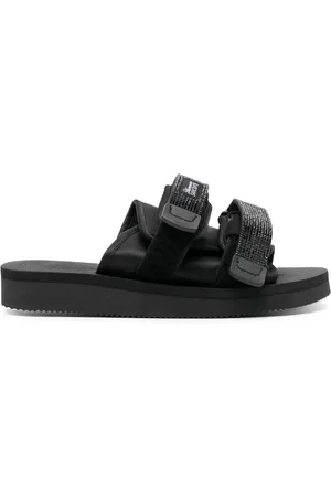 BLUMARINE Logo-patch touch-strap slides