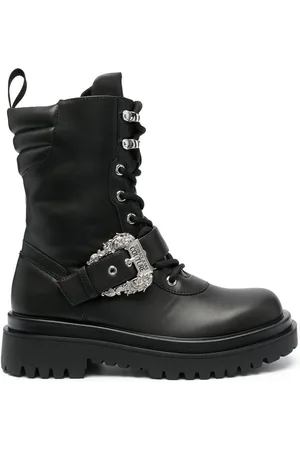 VERSACE Drew baroque-buckle combat boots