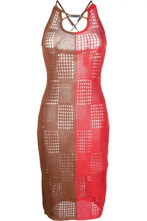 Andersson Bell Two-tone open-knit dress