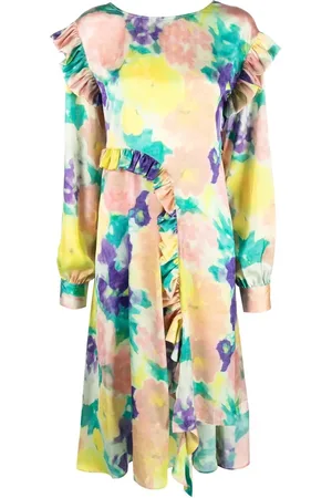 REMAIN Floral-print long-sleeved maxi dress