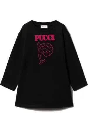 PUCCI Junior Logo-embroidered cotton dress