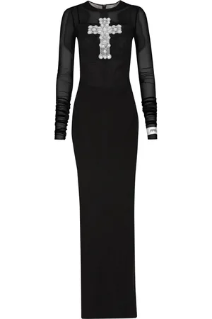Dolce & Gabbana Cross-embellished tulle long dress