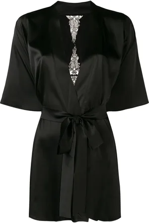 Fleur of England Onyx lace-embroidered robe