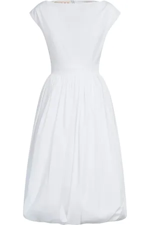 Marni Boat-neck cotton midi dress