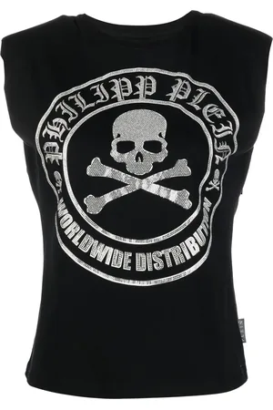Philipp Plein Embellished-logo sleeveless T-shirt