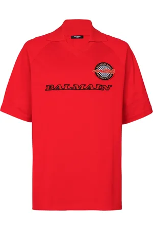 Balmain Logo-patch cotton polo shirt