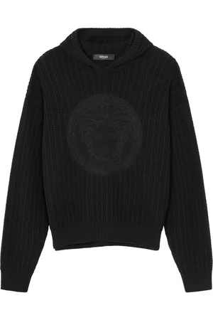 VERSACE Medusa-embroidered cable-knit hoodie