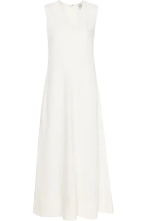 Totême V-neck flared maxi dress