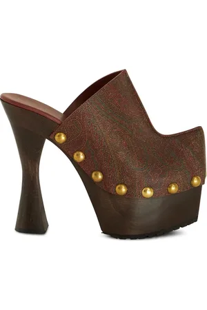 Etro Paisley-print leather clogs