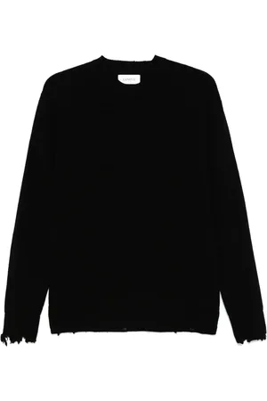 LANEUS Distressed crew-neck sweater