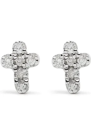 DJULA 18kt white gold diamond Cross earrings