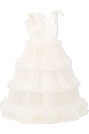 Tulleen Asymmetric embellished tulle gown