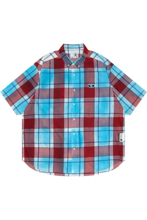 A Bathing Ape Logo-appliqu?? plaid shirt