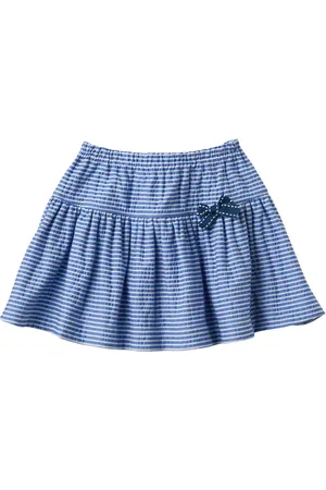 Familiar Bow-detail striped pleated skirt
