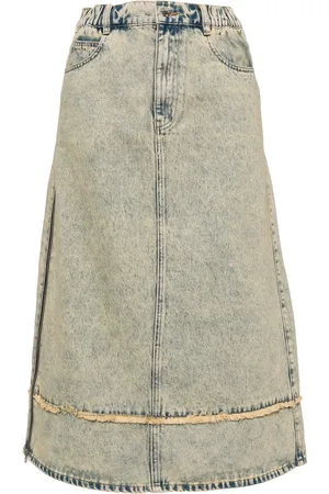 Izzue Washed denim midi skirt