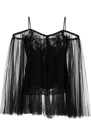 Alexander Wang Lace-embroidered charmeuse tunic top