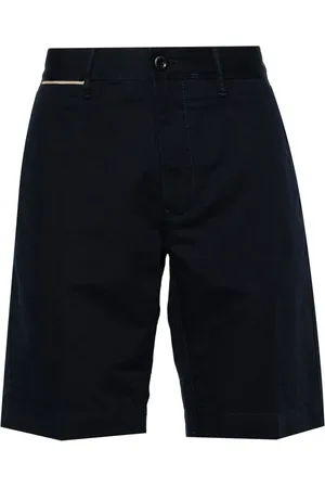 Incotex Logo-embroidered linen-blend chino shorts