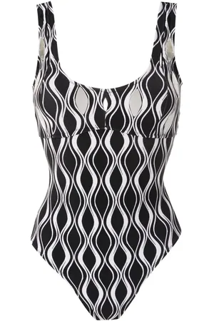AMIR SLAMA Wave-print hardware-detail swimsuit
