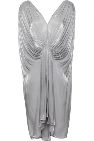 GENNY Pleated satin midi dress