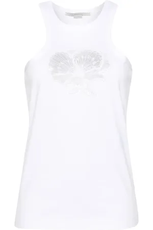 Stella McCartney Floral-embroidered cotton tank top