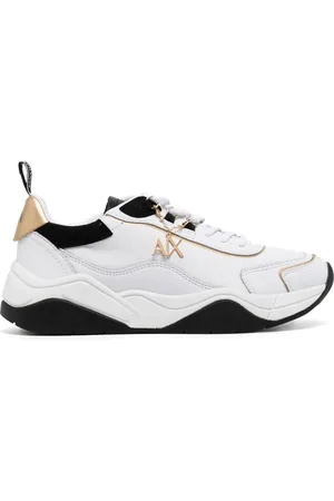 Armani Exchange Logo-charm leather lace-up sneakers