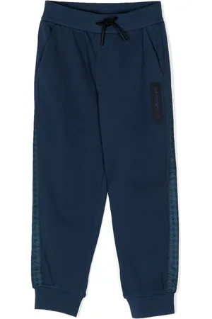 Emporio Armani Logo-patch drawstring cotton pants