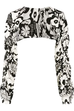 AMIR SLAMA Floral-print cut-out blouse
