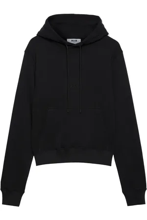 Msgm Logo-embroidered cotton hoodie