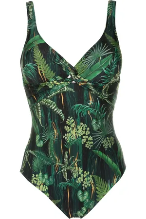 Lygia & Nanny Adriana twisted leaf-print swimsuit