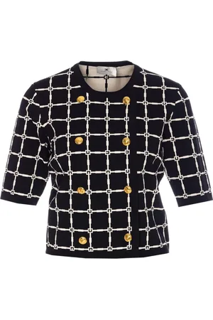 Elisabetta Franchi Grid-patterned double-breasted top