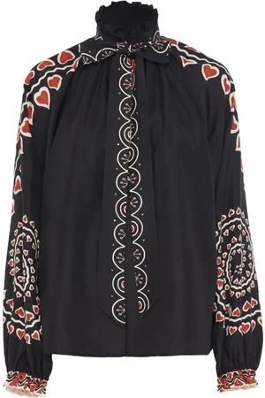 La DoubleJ Cerere silk Plac??e-print blouse