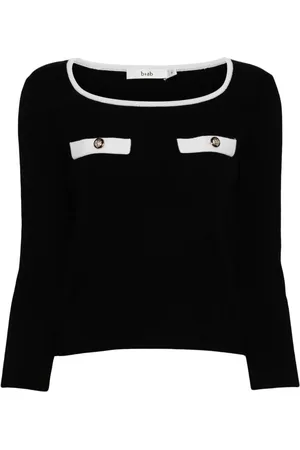 B+AB Round-neck cropped knitted top