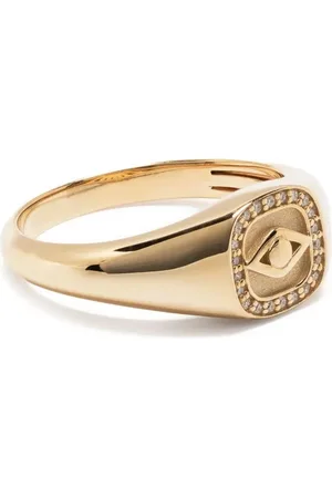 Sydney Evan 14kt yellow Evil Eye diamond singet ring