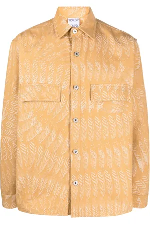 MARCELO BURLON Feather-print long-sleeve shirt